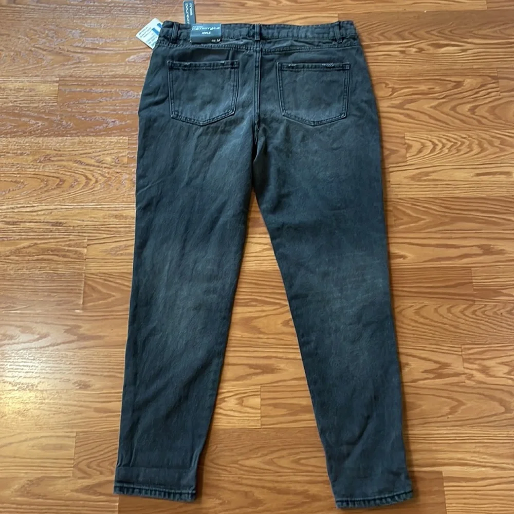 NWT Miss Poured in Blue Black Distressed w/ Holes High Waist Ankle Jeans Size 14